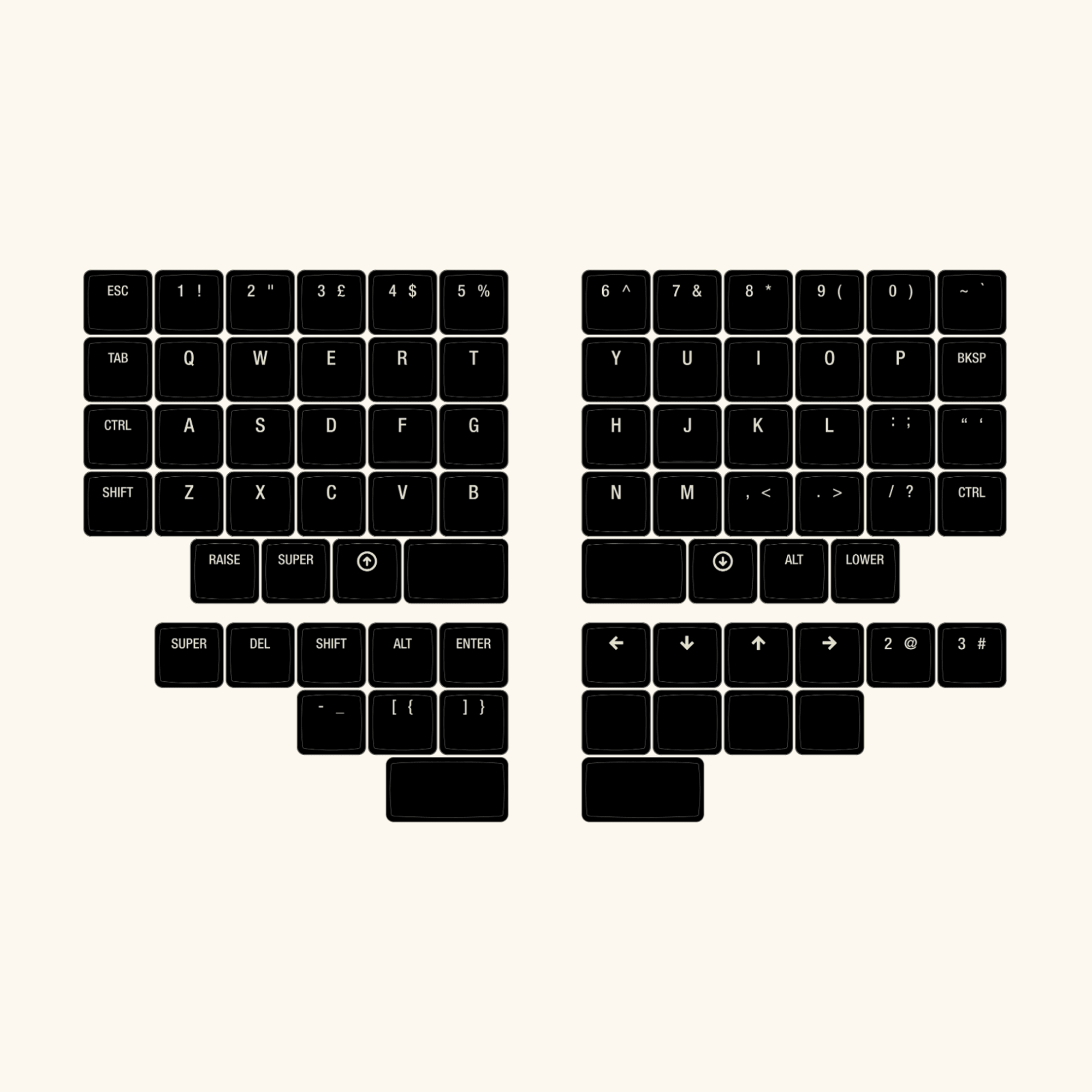 MBUK Split MBK Choc Shinethrough Keycaps - Mechboards