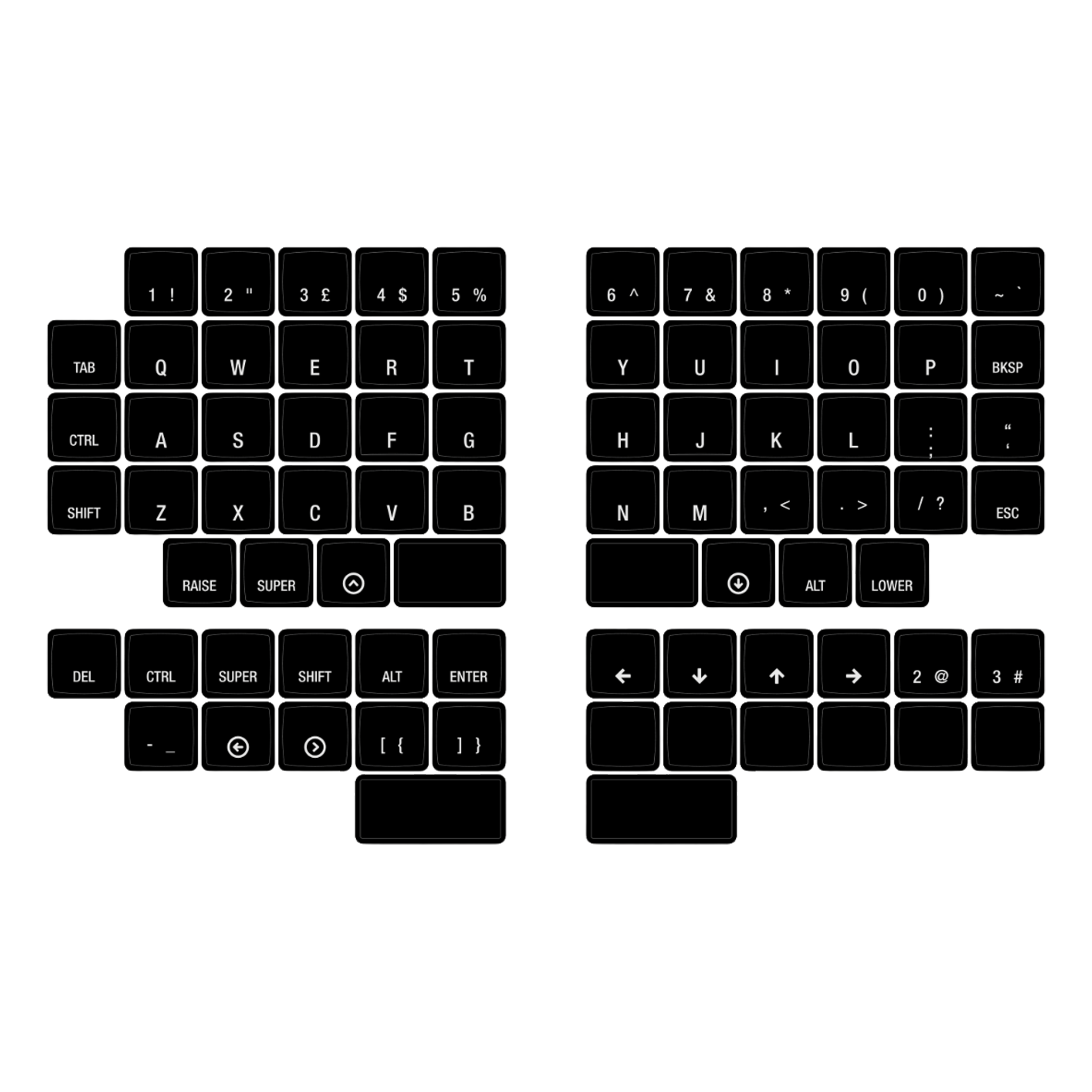 MBUK Split MBK Choc Shinethrough Keycaps - Mechboards