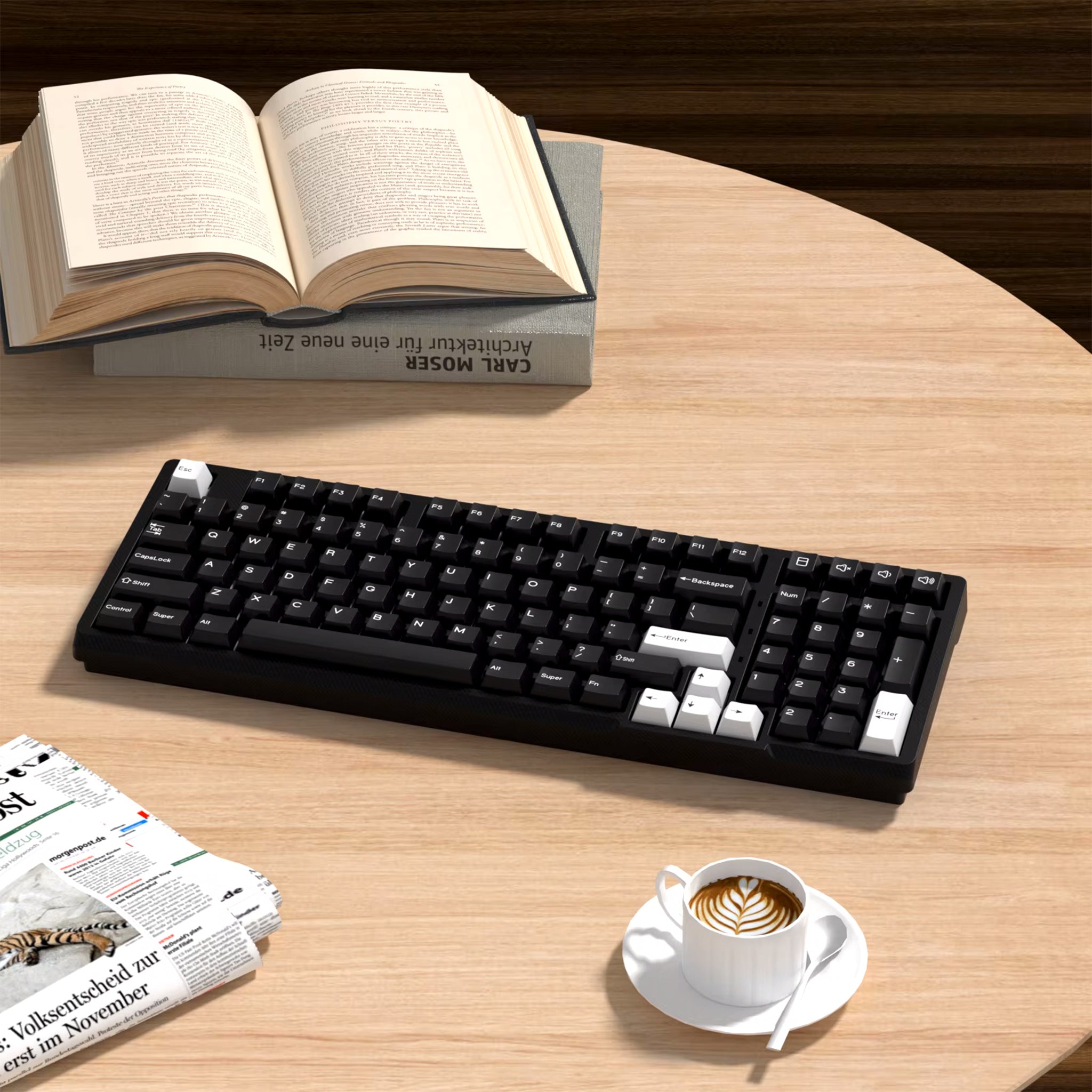 White on Black Cherry Profile 176 Keycap Set - Mechboards