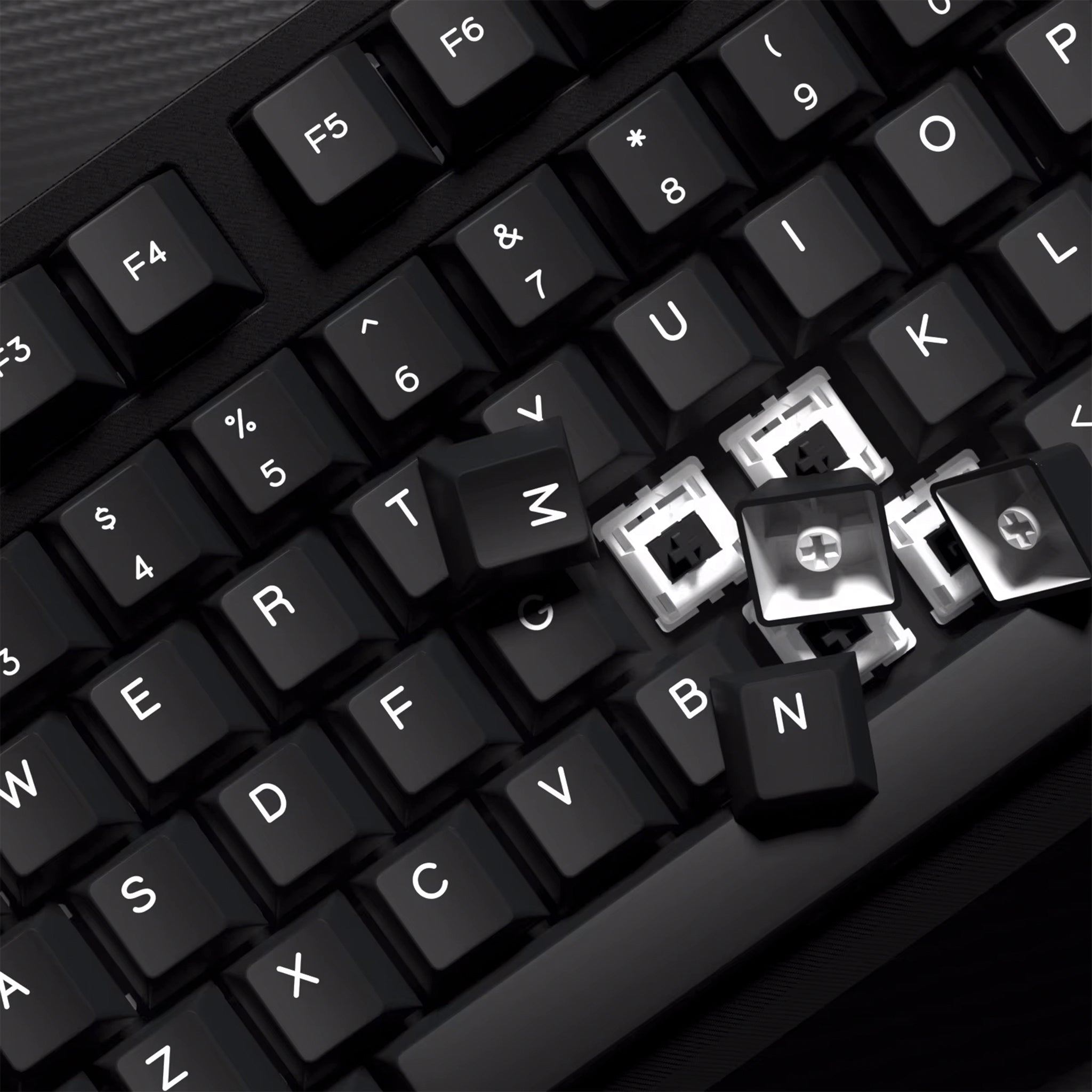 White on Black Cherry Profile 176 Keycap Set - Mechboards