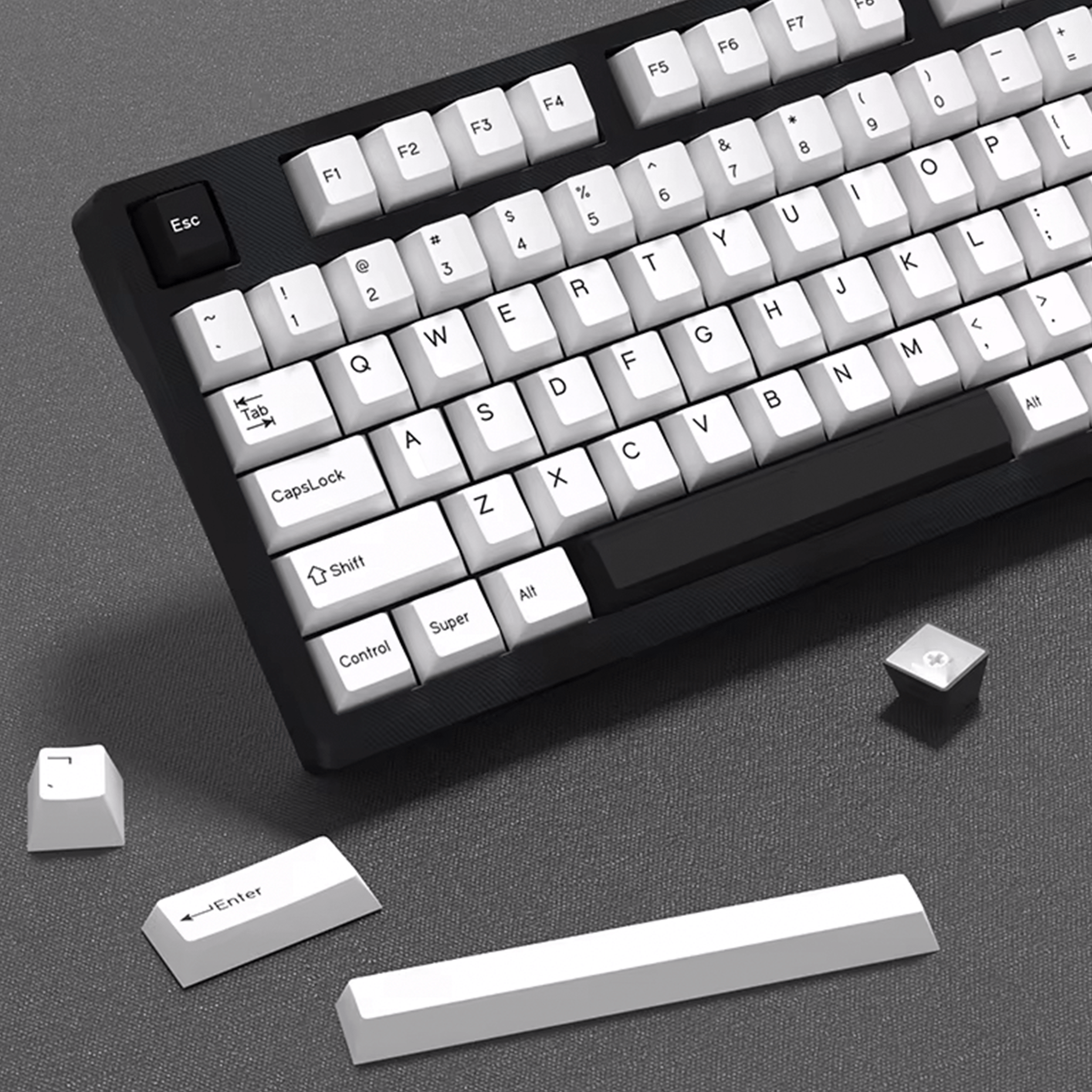 Black on White Cherry Profile 176 Keycap Set (Copy) - Mechboards