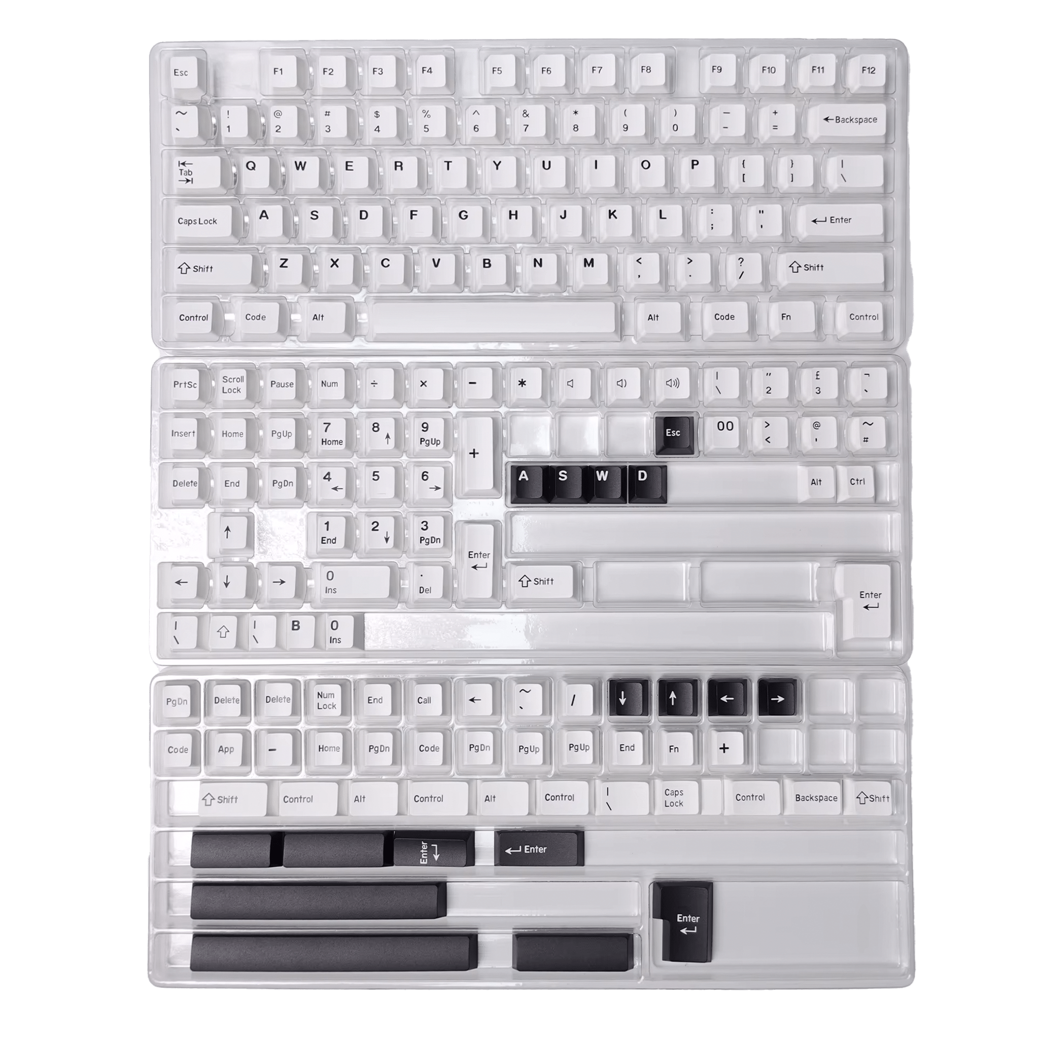 Black on White Cherry Profile 176 Keycap Set (Copy) - Mechboards