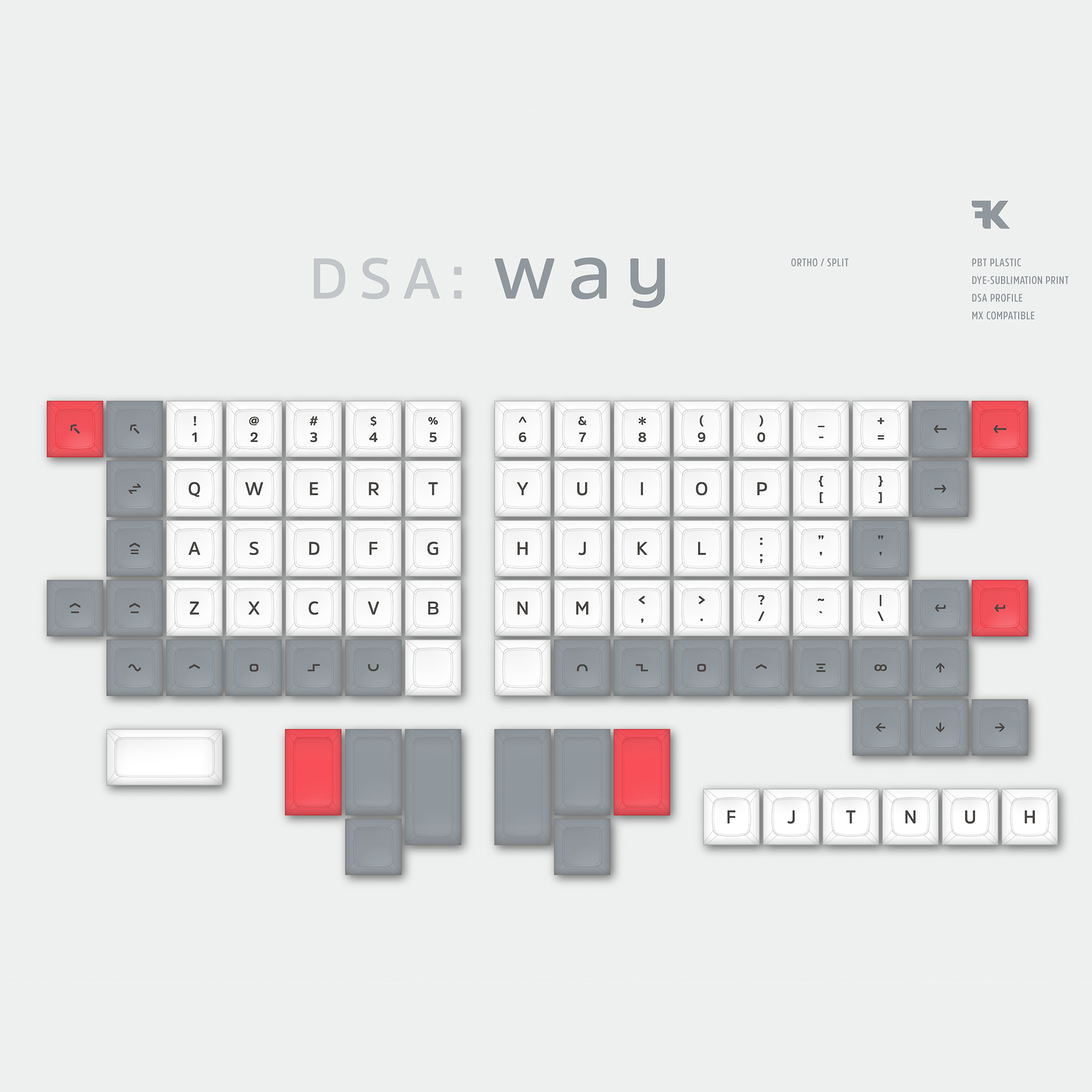 DSA Way Ortho/Split Keycaps - Mechboards