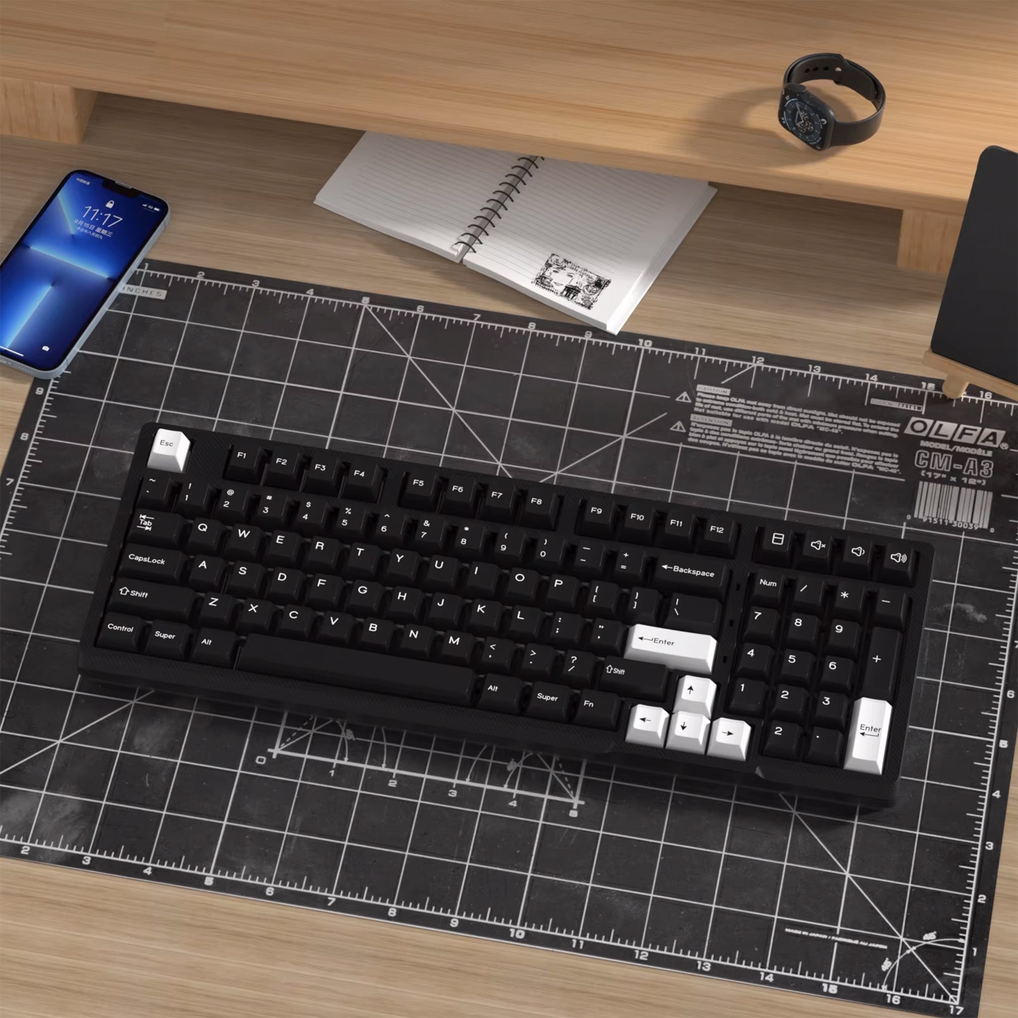 White on Black Cherry Profile 176 Keycap Set - Mechboards